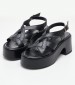 Women Sandals Low Ibiza.Lea Black Leather Kalogirou