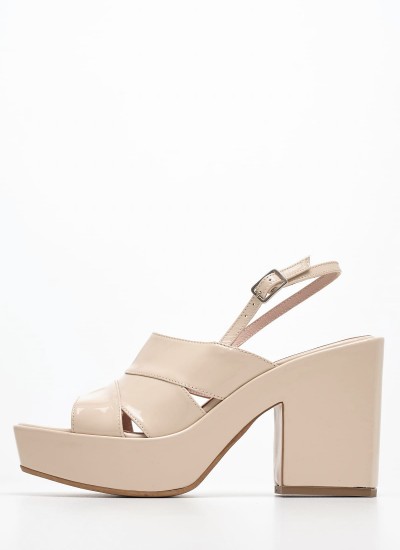 Women Sandals Palma.Pat Beige Patent Leather Kalogirou