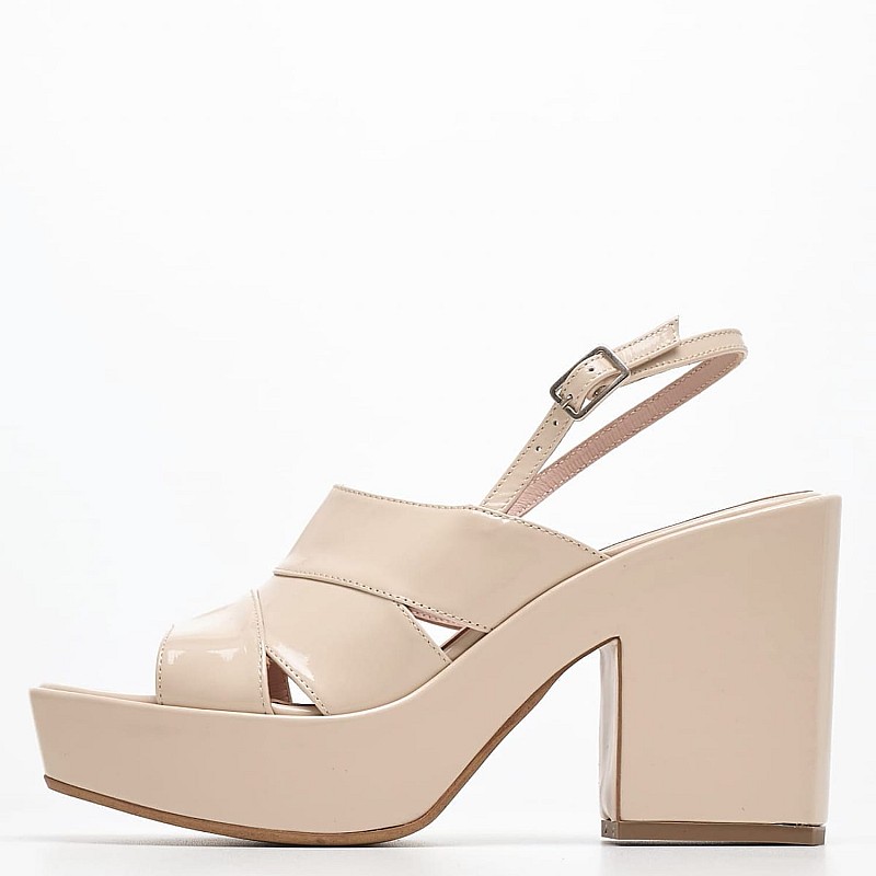 Women Sandals Palma.Pat Beige Patent Leather Kalogirou
