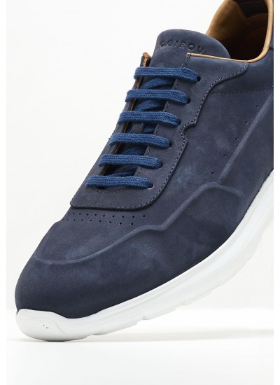 Men Casual Shoes Saga.Nub Blue Nubuck Leather Kalogirou