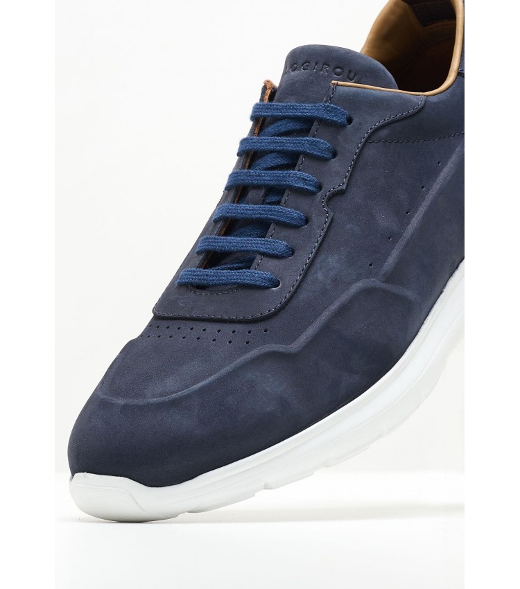 Men Casual Shoes Saga.Nub Blue Nubuck Leather Kalogirou