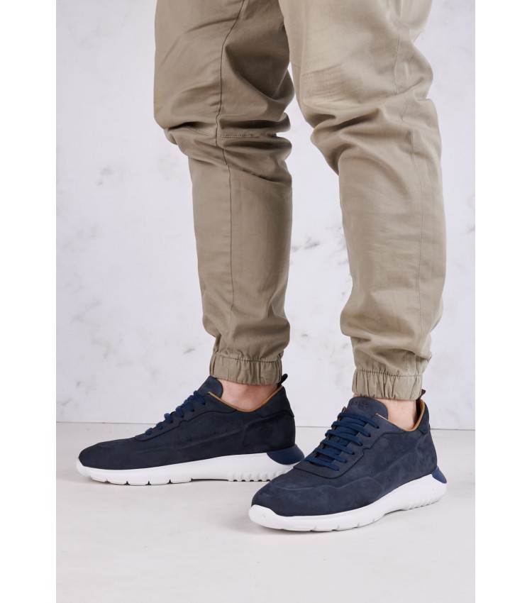 Men Casual Shoes Saga.Nub Blue Nubuck Leather Kalogirou