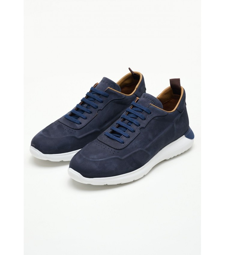 Men Casual Shoes Saga.Nub Blue Nubuck Leather Kalogirou