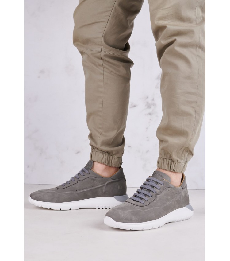 Men Casual Shoes Saga.Nub Grey Nubuck Leather Kalogirou