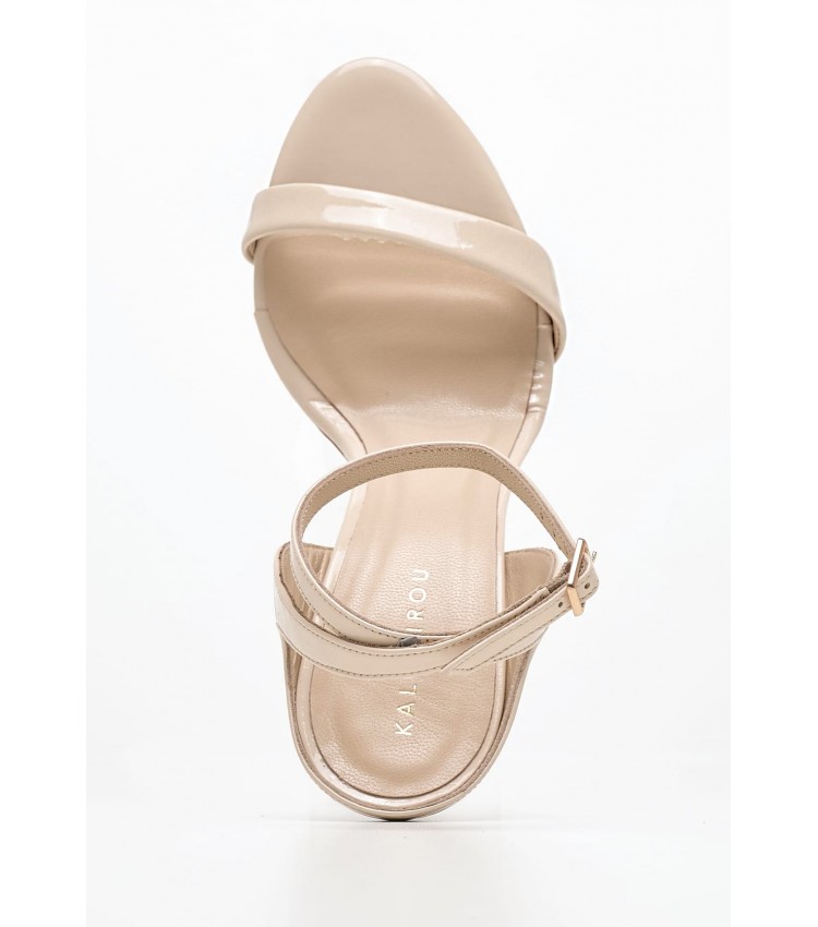 Women Sandals Zan.Pat Beige Patent Leather Kalogirou