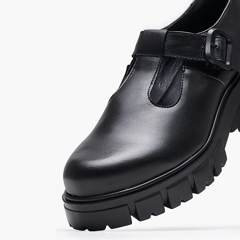 Women Moccasins 028.2464 Black Leather Mortoglou