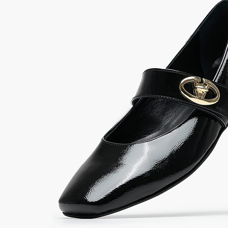 Women Balerinas S7 Black Leather Mortoglou