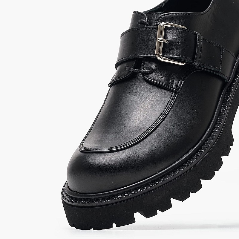 Women Moccasins SK61 Black Leather Mortoglou