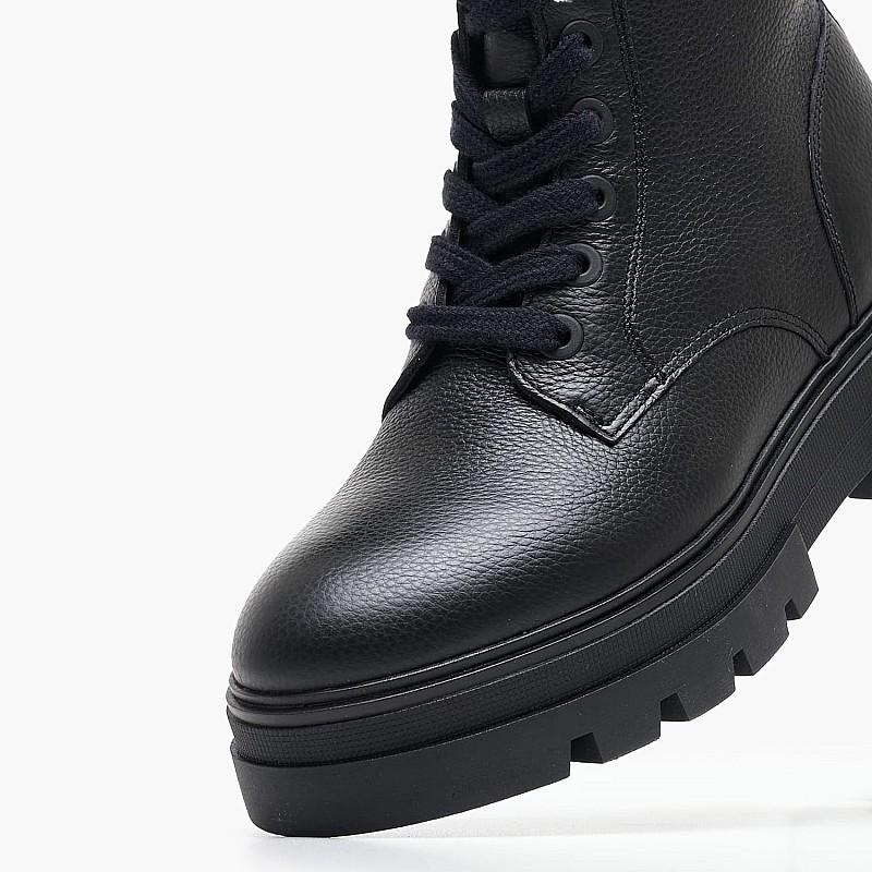Women Boots Bicolor.Laceup Black Leather Tommy Hilfiger
