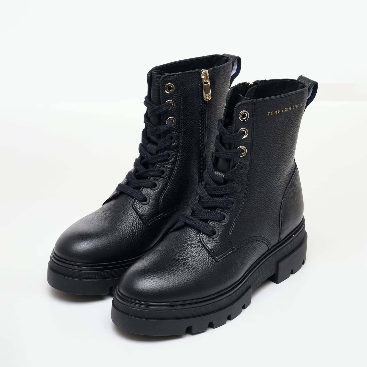 Γυναικεία Μποτάκια Bicolor.Laceup Μαύρο Δέρμα Tommy Hilfiger Γυναικεία Μποτάκια Bicolor.Laceup Μαύρο Δέρμα Tommy Hilfiger