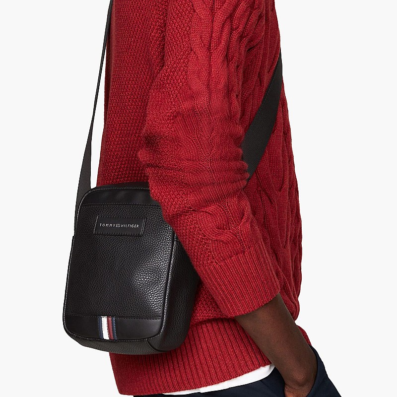 Men Bags Business.Mini Black ECOleather Tommy Hilfiger