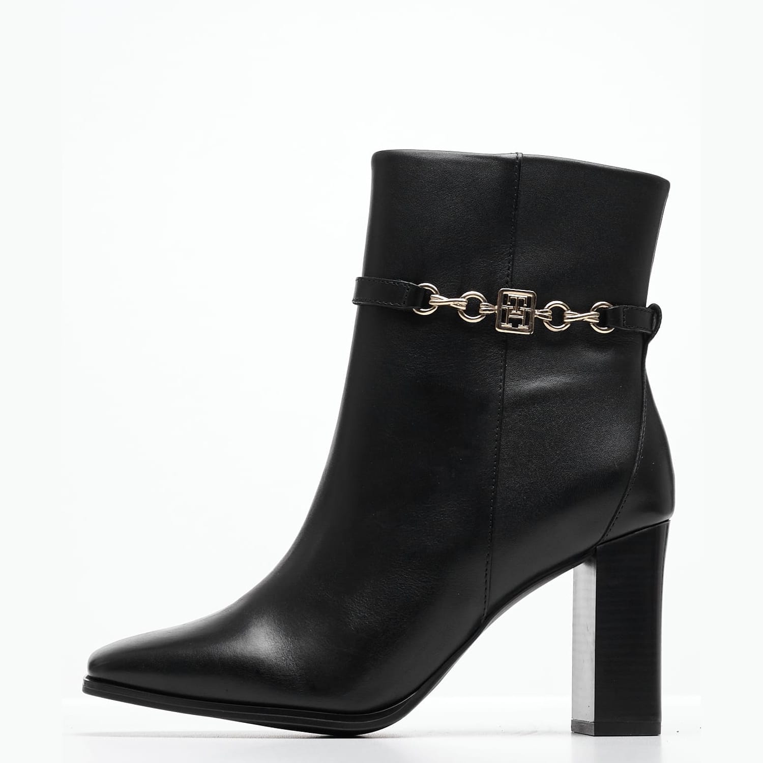 Γυναικεία Μποτάκια Chain.High Μαύρο Δέρμα Tommy Hilfiger
