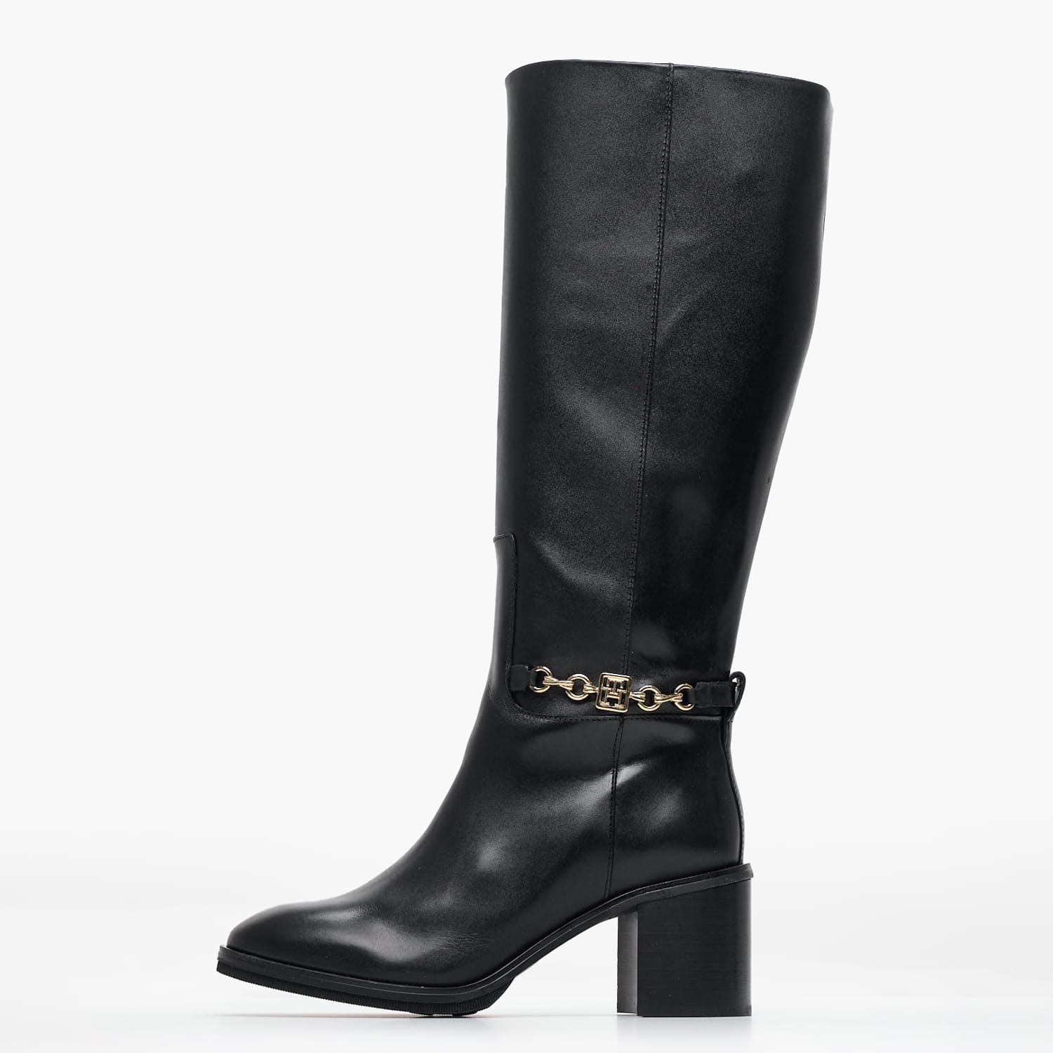 Γυναικείες Μπότες Chain.Longboot Μαύρο Δέρμα Tommy Hilfiger