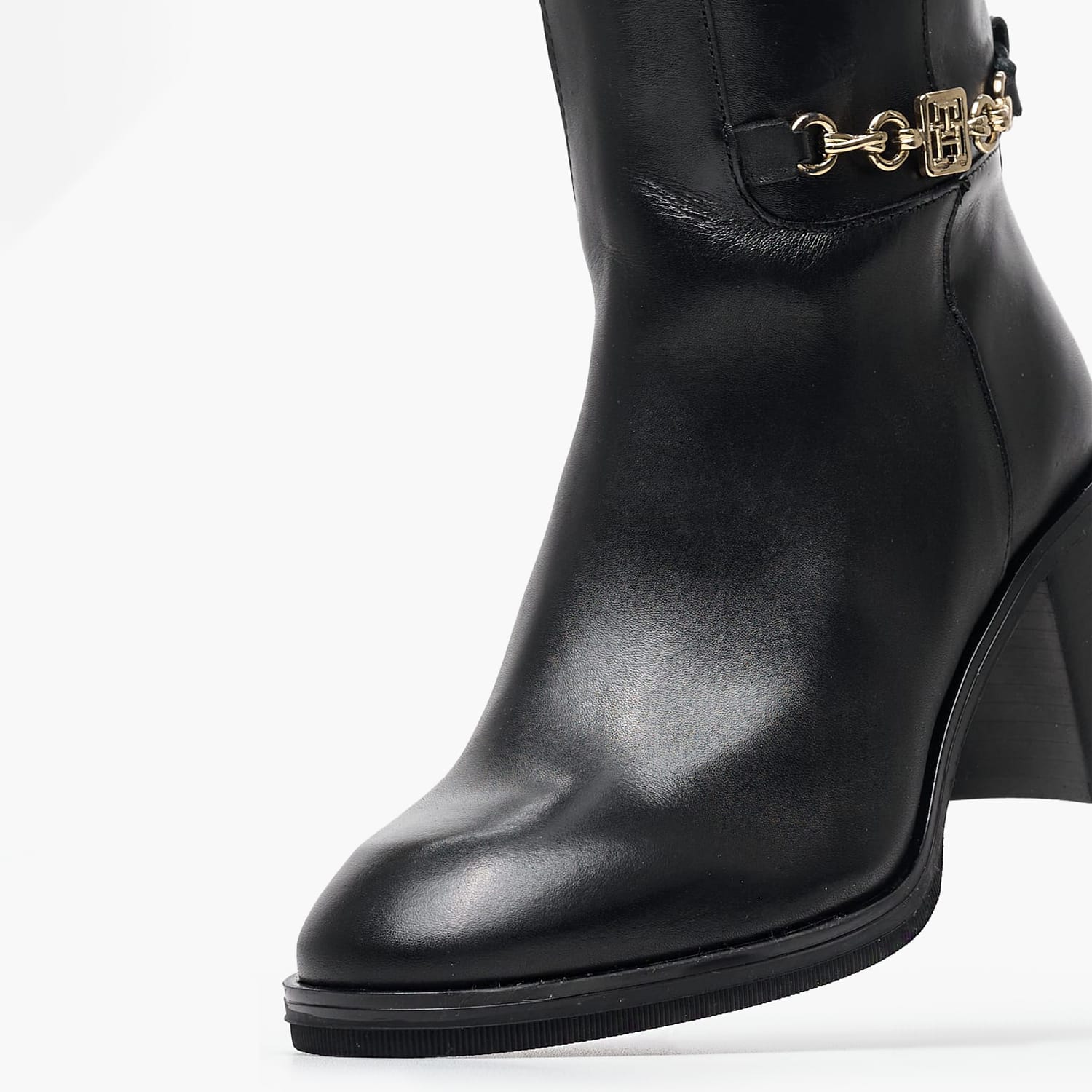 Γυναικείες Μπότες Chain.Longboot Μαύρο Δέρμα Tommy Hilfiger
