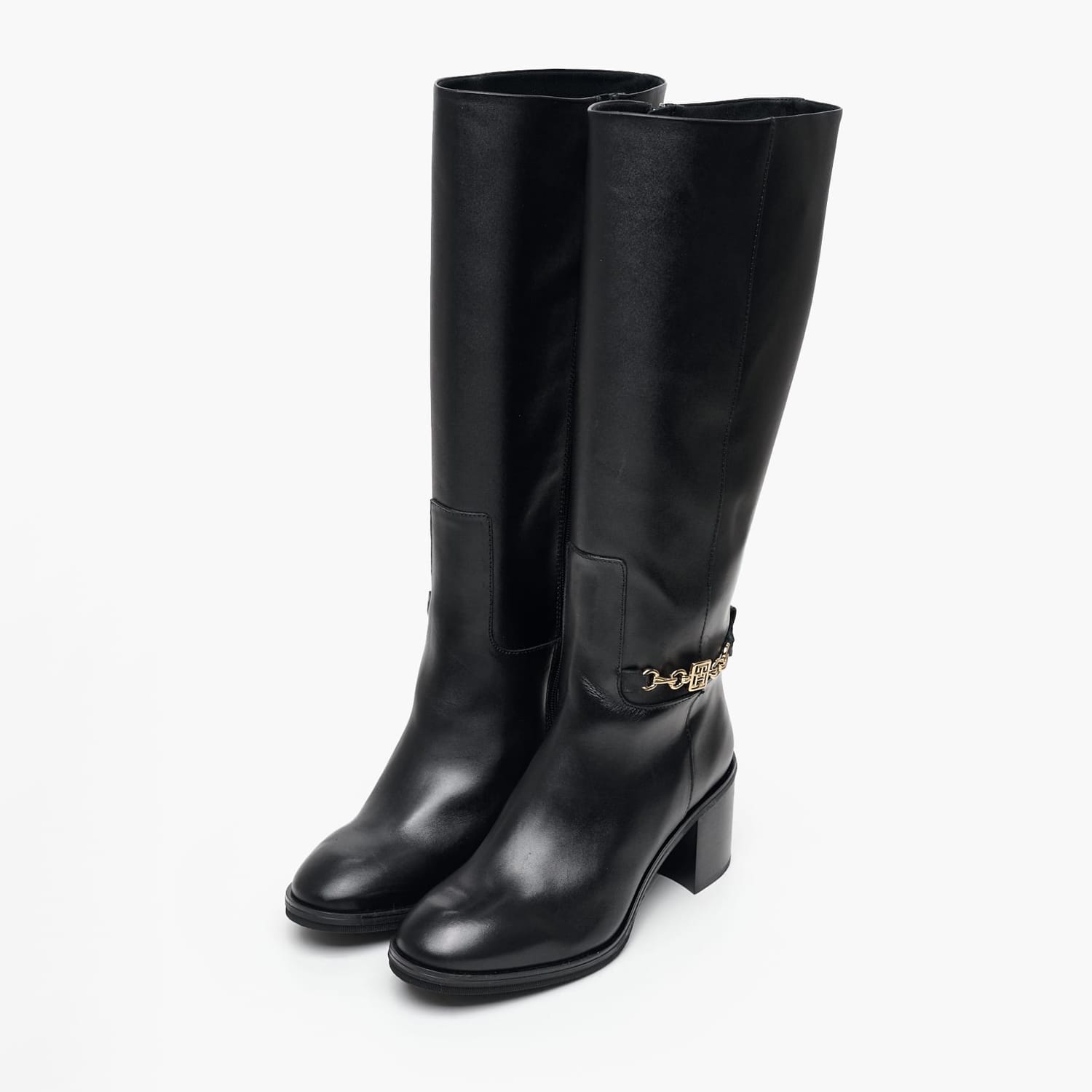 Γυναικείες Μπότες Chain.Longboot Μαύρο Δέρμα Tommy Hilfiger Γυναικείες Μπότες Chain.Longboot Μαύρο Δέρμα Tommy Hilfiger