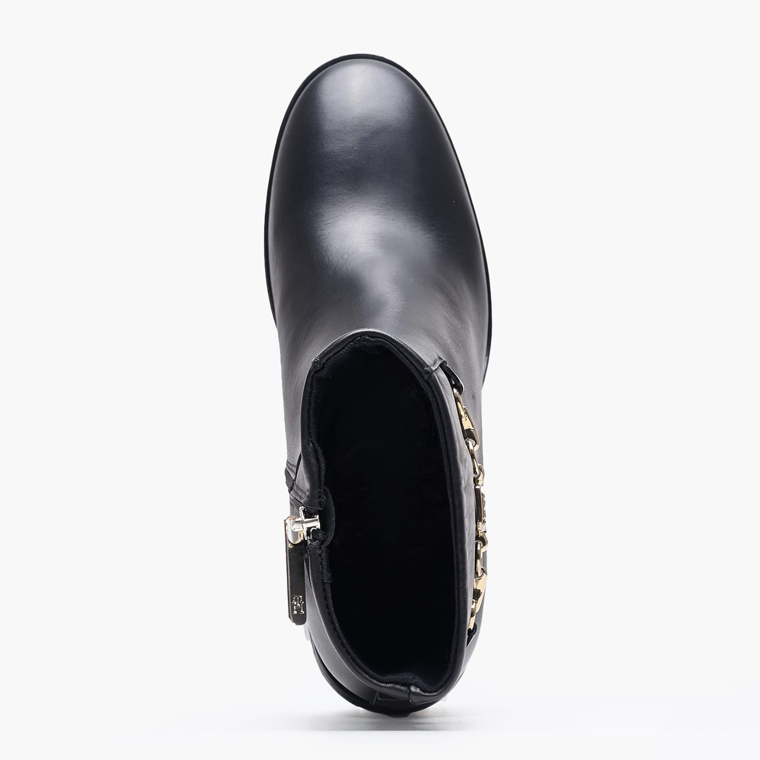 Women Boots Chain.Midbootie Black Leather Tommy Hilfiger