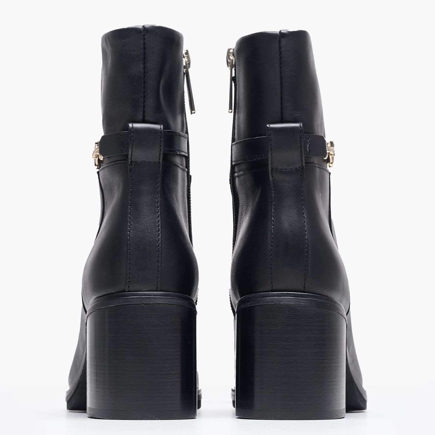 Women Boots Chain.Midbootie Black Leather Tommy Hilfiger