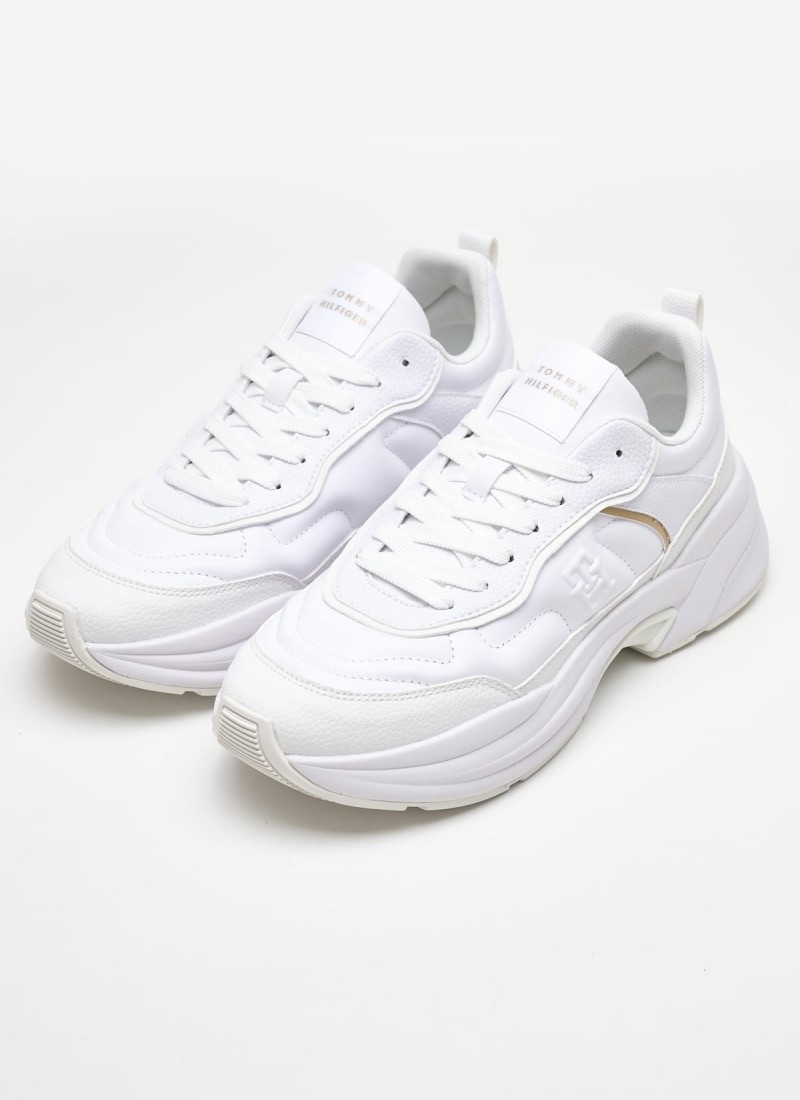 Women Casual Shoes from the Tommy Hilfiger brand Dressy.Runner White Leather mortoglou.gr eshop