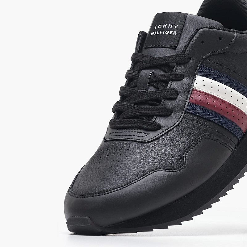 Ανδρικά Παπούτσια Casual Ess.Runner Μαύρο Δέρμα Tommy Hilfiger