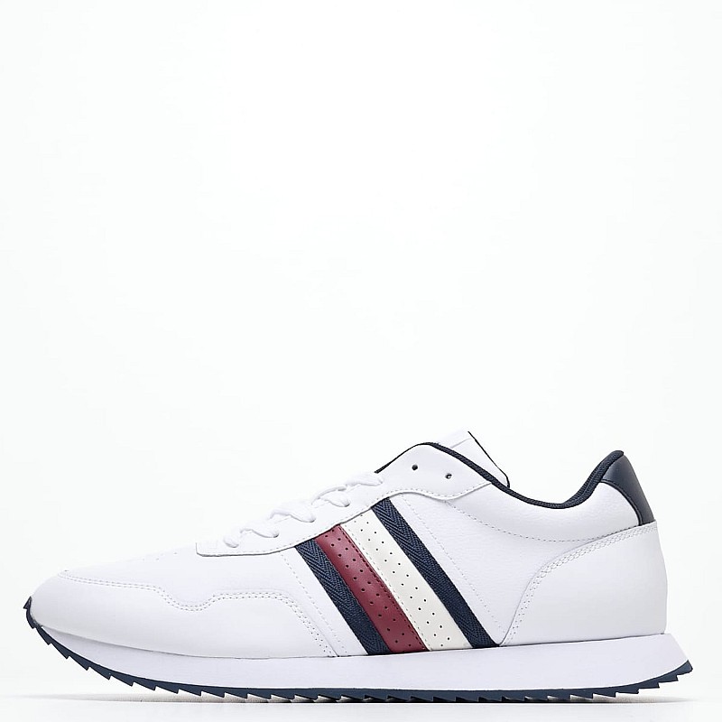 Ανδρικά Παπούτσια Casual Ess.Runner Άσπρο Δέρμα Tommy Hilfiger