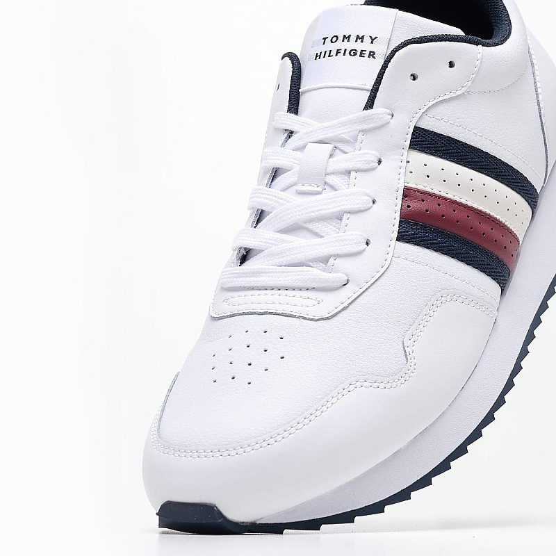Ανδρικά Παπούτσια Casual Ess.Runner Άσπρο Δέρμα Tommy Hilfiger
