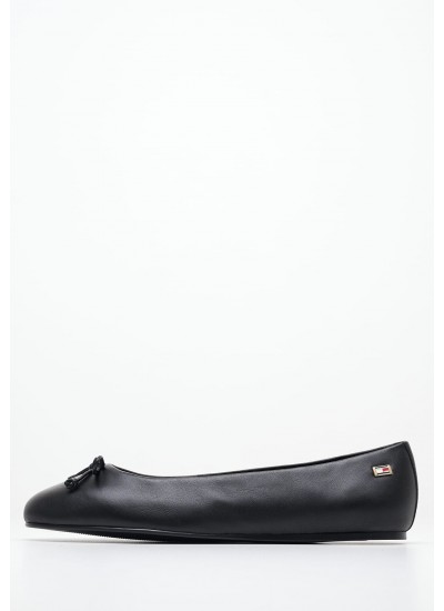 Γυναικείες Μπαλαρίνες Elastic.Ballerina Μαύρο Δέρμα Tommy Hilfiger