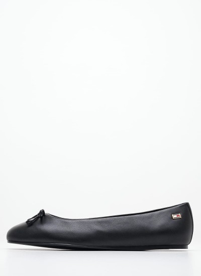 Γυναικείες Μπαλαρίνες Elastic.Ballerina Μαύρο Δέρμα Tommy Hilfiger