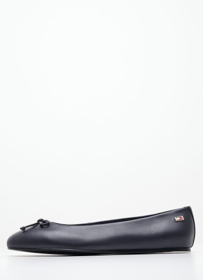 Γυναικείες Μπαλαρίνες Elastic.Ballerina Μαύρο Δέρμα Tommy Hilfiger