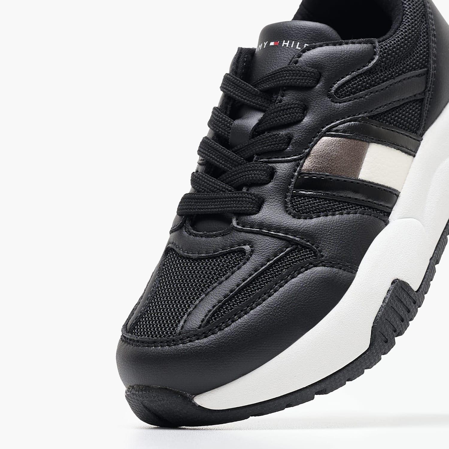 Παιδικά Παπούτσια Casual Flag.Silver Μαύρο ECOleather-Ύφασμα Tommy Hilfiger