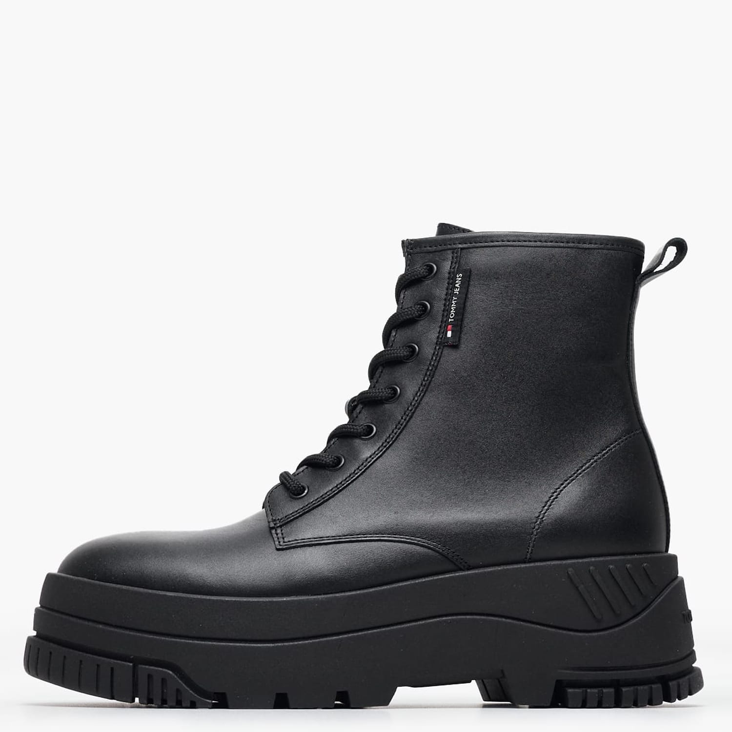 Γυναικεία Μποτάκια Flatform.Boot Μαύρο Δέρμα Tommy Hilfiger