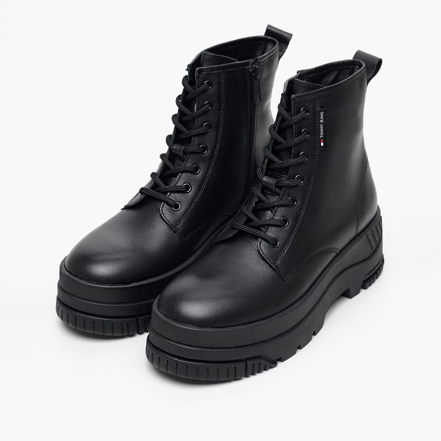 Γυναικεία Μποτάκια Flatform.Boot Μαύρο Δέρμα Tommy Hilfiger