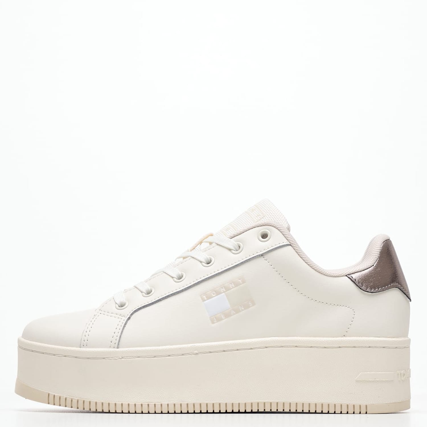Γυναικεία Παπούτσια Casual Flatform.Metallic Μπεζ Δέρμα Tommy Hilfiger
