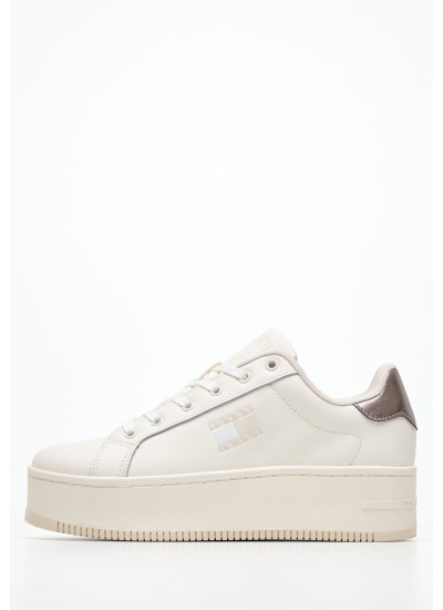 Γυναικεία Παπούτσια Casual Raised.Nano Άσπρο Δέρμα Calvin Klein