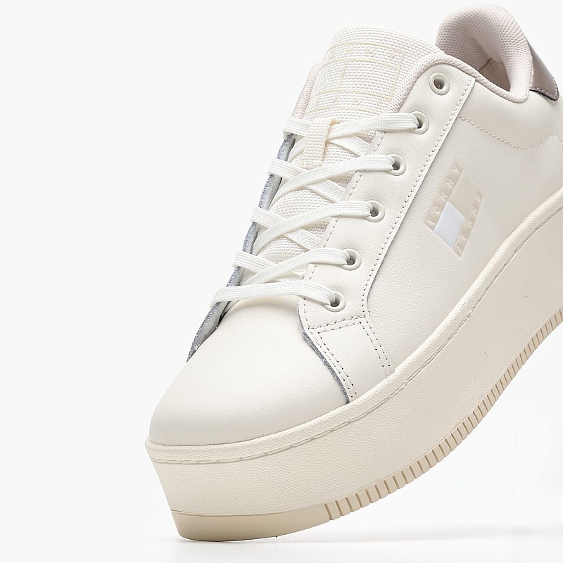 Γυναικεία Παπούτσια Casual Flatform.Metallic Μπεζ Δέρμα Tommy Hilfiger