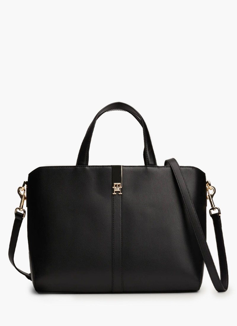 Women Bags from the Tommy Hilfiger brand Hrtg.Satchel Black ECOleather mortoglou.gr eshop