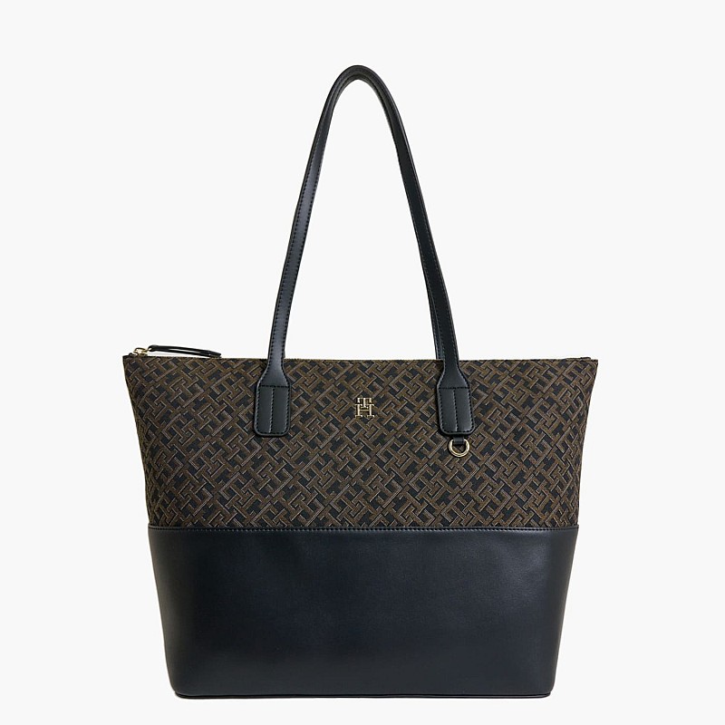 Γυναικείες Τσάντες Jacquard.Tote Μαύρο ECOleather-Ύφασμα Tommy Hilfiger