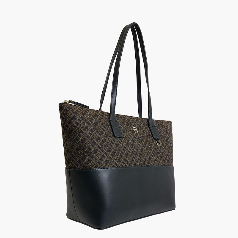 Γυναικείες Τσάντες Jacquard.Tote Μαύρο ECOleather-Ύφασμα Tommy Hilfiger