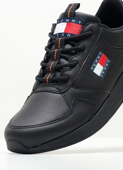 Ανδρικά Παπούτσια Casual Jeans.Flexi Μαύρο Δέρμα Tommy Hilfiger