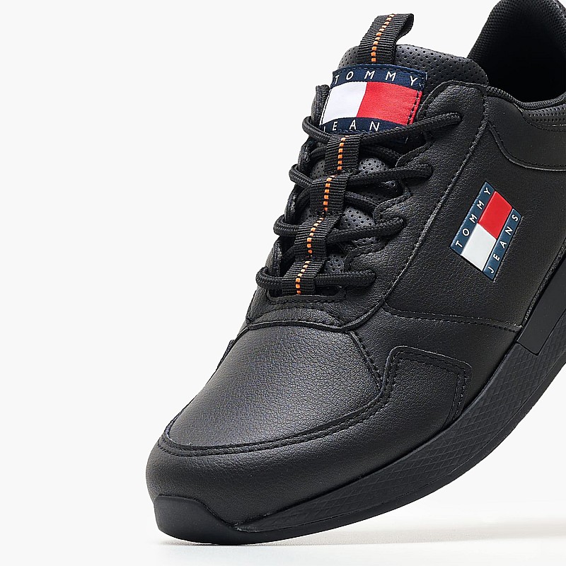 Ανδρικά Παπούτσια Casual Jeans.Flexi Μαύρο Δέρμα Tommy Hilfiger