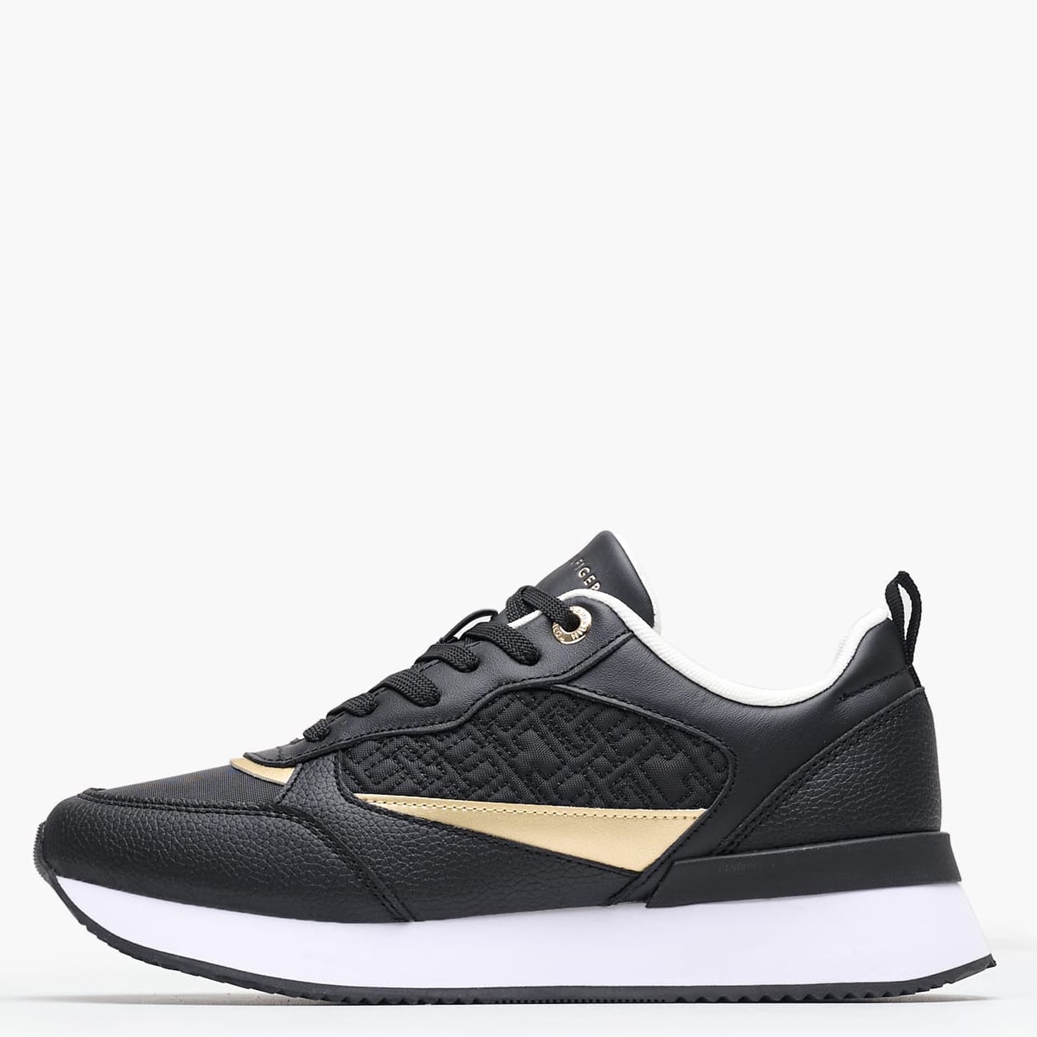Γυναικεία Παπούτσια Casual Monogram.Runner Μαύρο Δέρμα-Ύφασμα Tommy Hilfiger