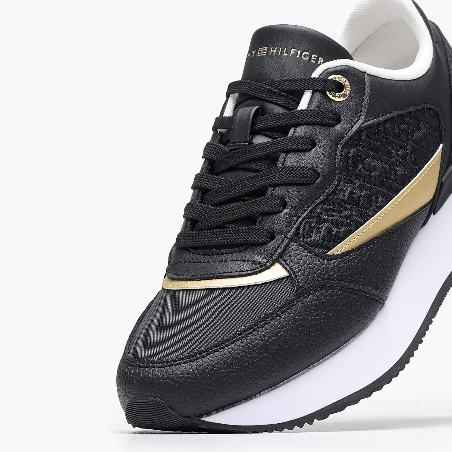 Γυναικεία Παπούτσια Casual Monogram.Runner Μαύρο Δέρμα-Ύφασμα Tommy Hilfiger