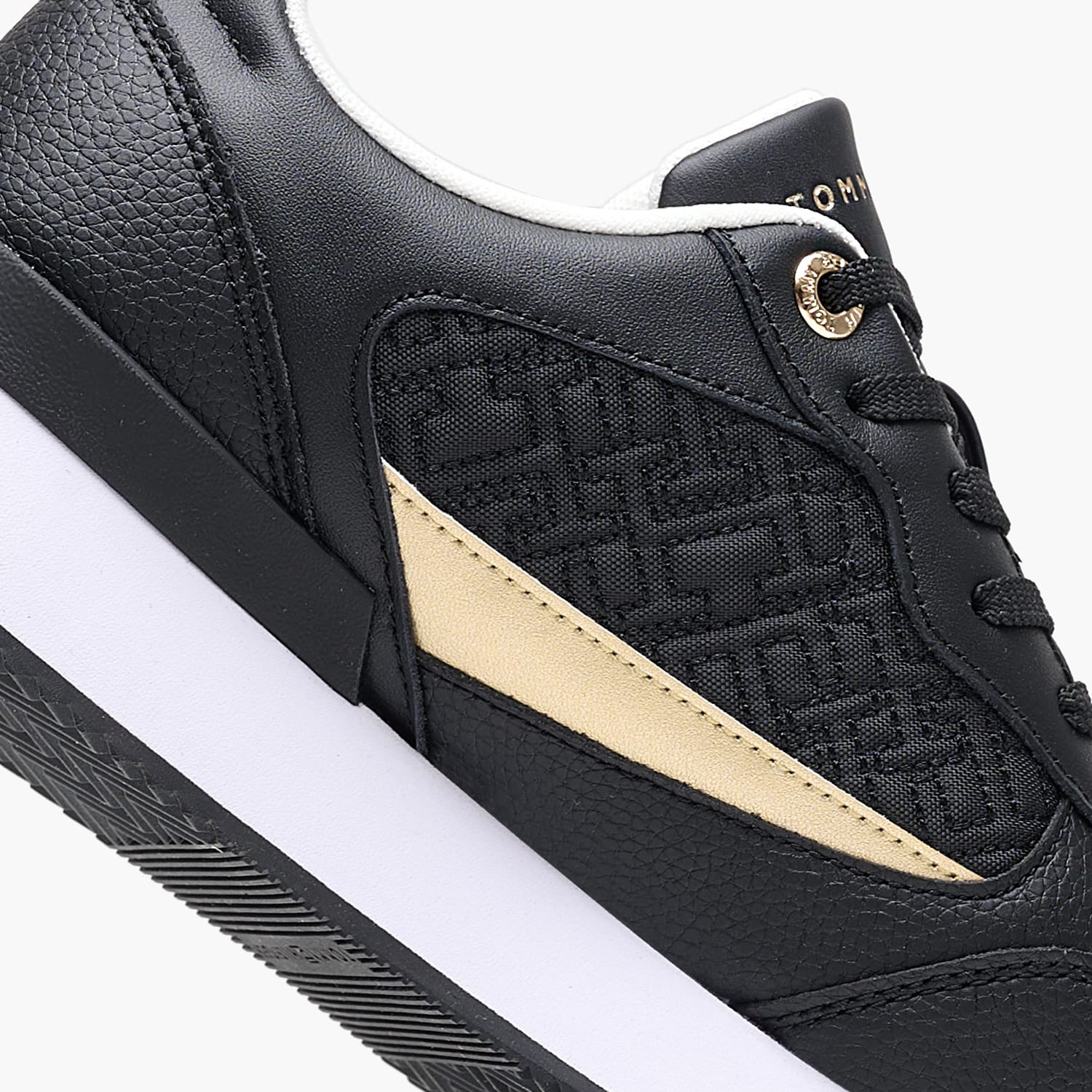 Γυναικεία Παπούτσια Casual Monogram.Runner Μαύρο Δέρμα-Ύφασμα Tommy Hilfiger
