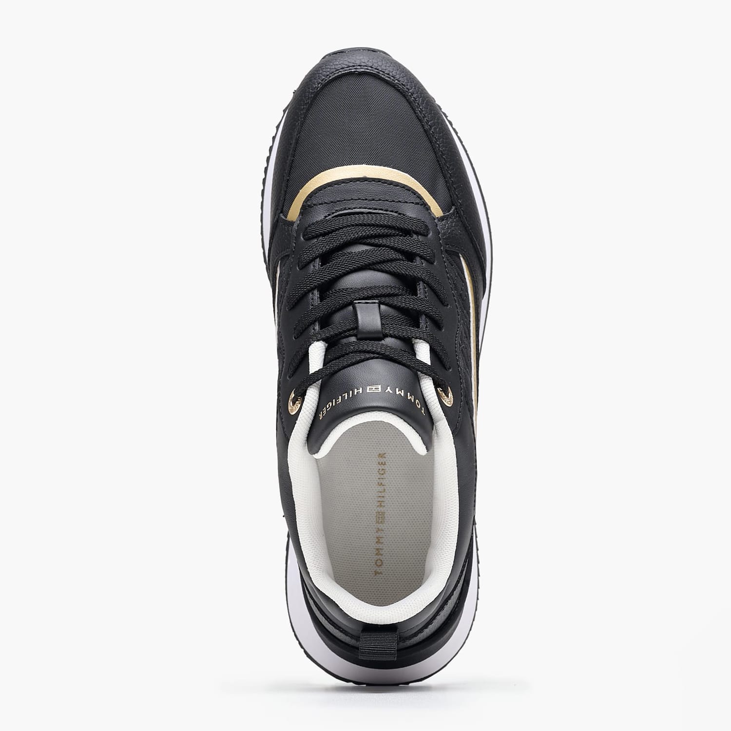 Γυναικεία Παπούτσια Casual Monogram.Runner Μαύρο Δέρμα-Ύφασμα Tommy Hilfiger