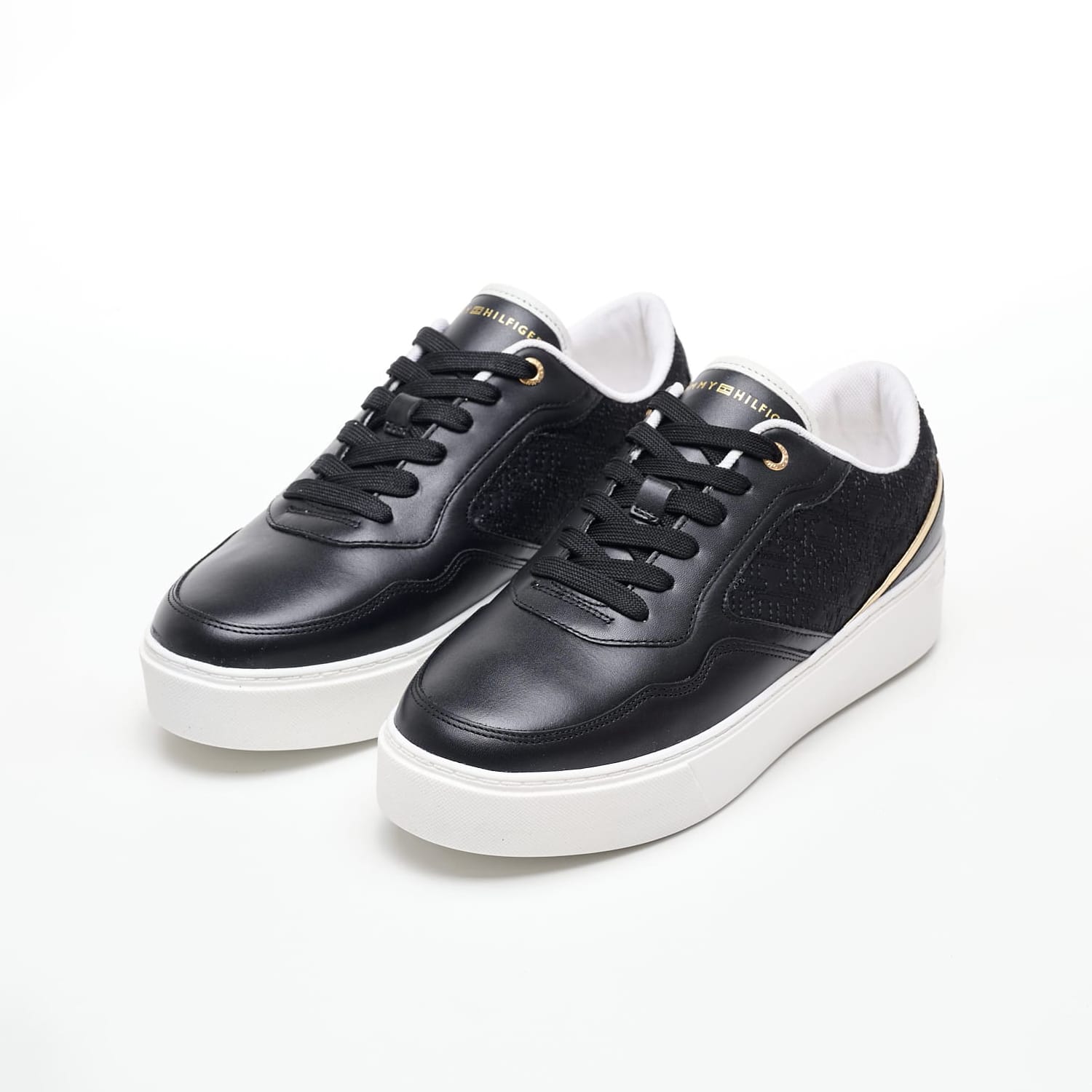 Γυναικεία Παπούτσια Casual Platform.Monogram Μαύρο Δέρμα Tommy Hilfiger Γυναικεία Παπούτσια Casual Platform.Monogram Μαύρο Δέρμα Tommy Hilfiger