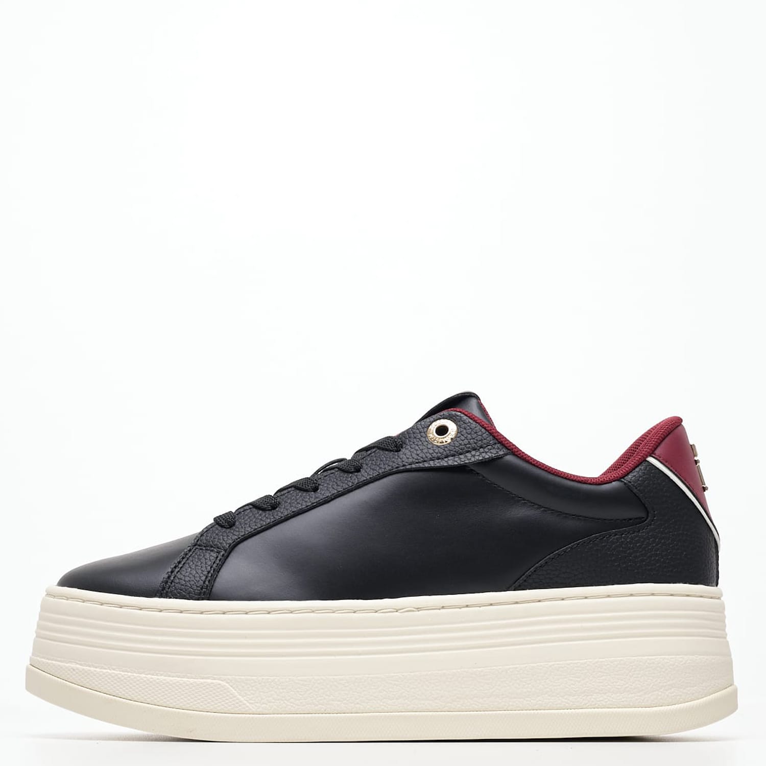 Γυναικεία Παπούτσια Casual Platform.Sneaker Μαύρο Δέρμα Tommy Hilfiger