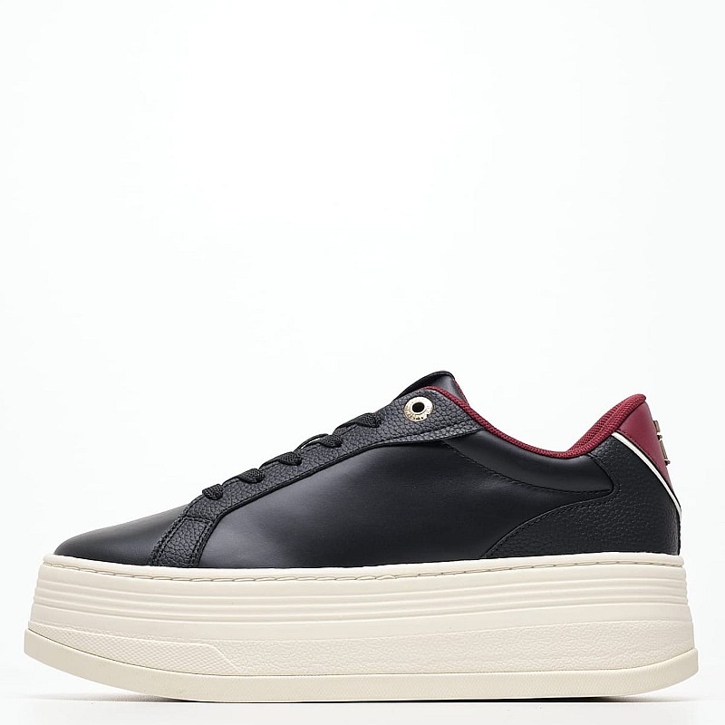 Women Casual Shoes Platform.Sneaker Black Leather Tommy Hilfiger