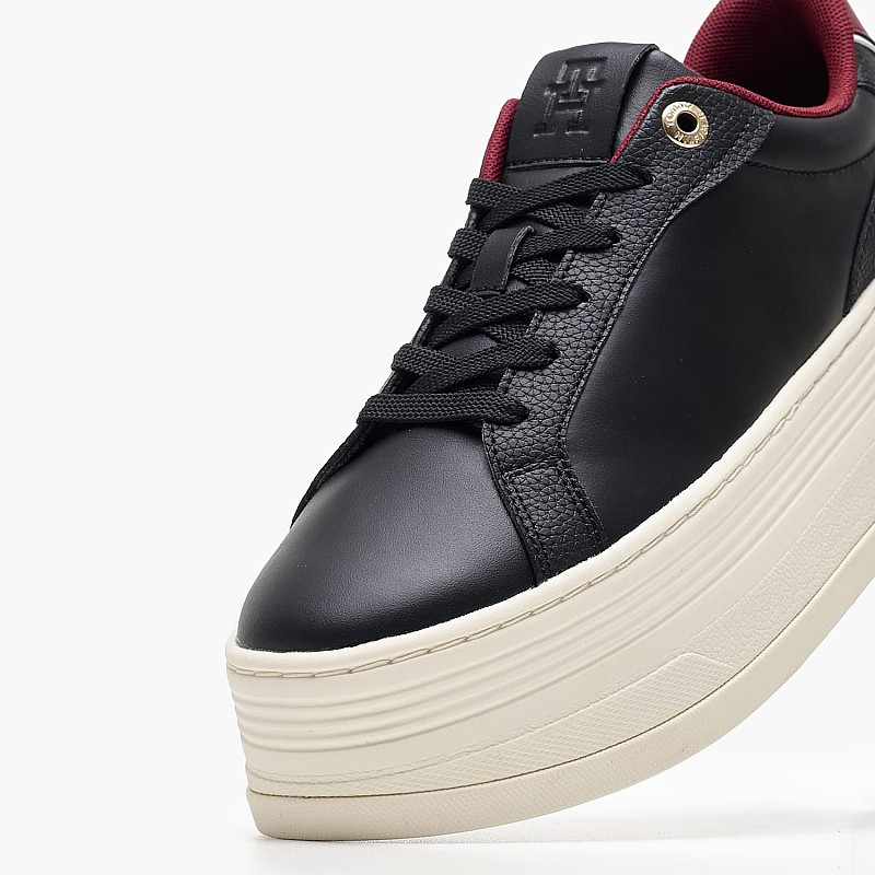 Women Casual Shoes Platform.Sneaker Black Leather Tommy Hilfiger
