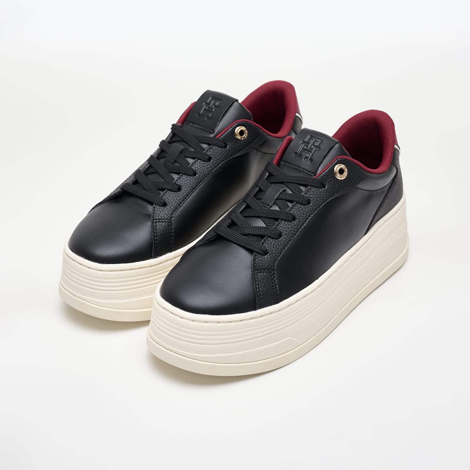 Women Casual Shoes Platform.Sneaker Black Leather Tommy Hilfiger Women Casual Shoes Platform.Sneaker Black Leather Tommy Hilfiger