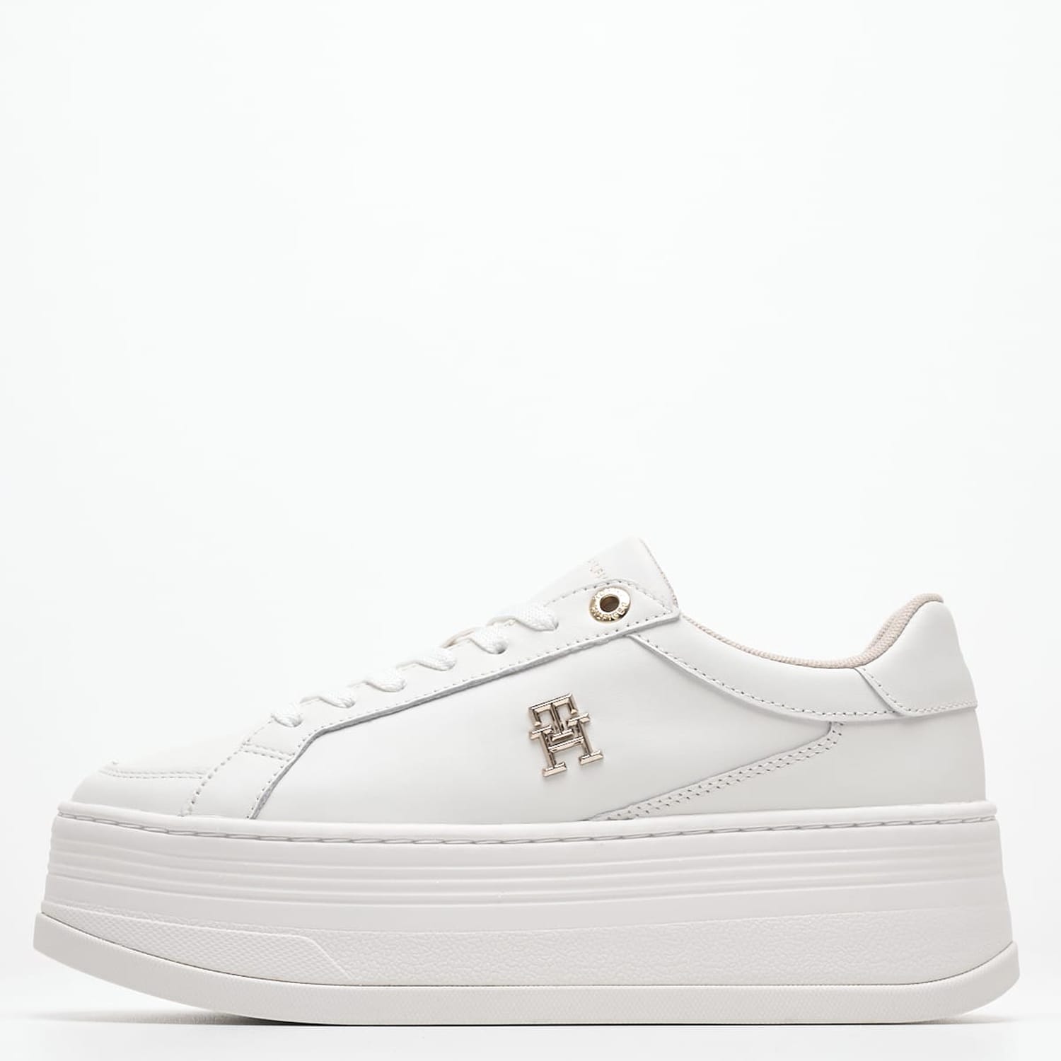 Γυναικεία Παπούτσια Casual Platform.Snkr Άσπρο Δέρμα Tommy Hilfiger