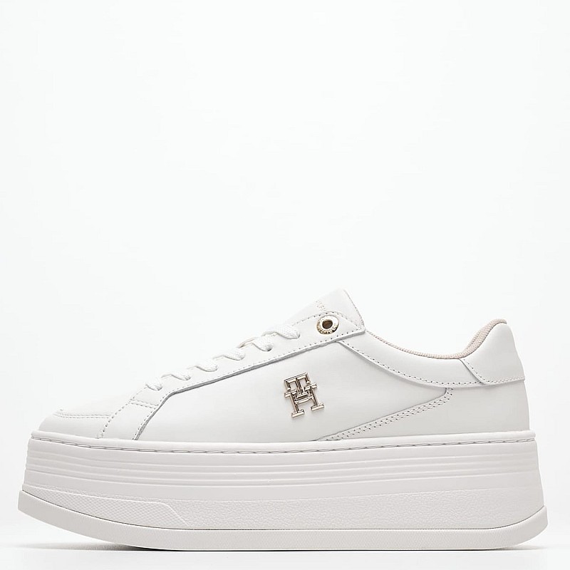 Γυναικεία Παπούτσια Casual Platform.Snkr Άσπρο Δέρμα Tommy Hilfiger